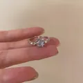 Eleganter sternförmiger offener Ring mit irisierender Einlage und Mini-Perlen in Silber - Silber Stern Muschel Irisierend Stil (J943)