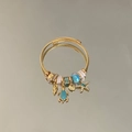 Gold multilayer beaded wrap bracelet featuring starfish and turtle marine charms - Exquisite Beaded Style (B1091-1)