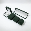 Dark green velvet jewelry box set with golden button closure and soft white lining - Dark Green
