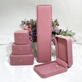Pink velvet jewelry box set with gold clasp for rings, necklaces and bracelets - Pink