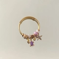 Gold-plated twisted open bangle with turtle, seashell and star pendants for women - Exquisite Beaded Style (B1091-4)