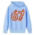 Sweat à capuche bleu clair pour garçons avec imprimé créatif chiffre 67 flamme rouge - 100cm / Bleu Clair