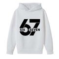 Jungen Kapuzenpullover in Weiß mit kreativem schwarzem 67 und Six Seven Nummerndruck - 100cm / Weiß