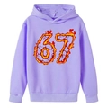Sweat à capuche lavande pour garçons avec imprimé créatif numéro 67 à flammes - 100cm / Lavande