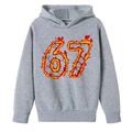 Sweat à capuche gris pour garçon avec imprimé créatif numéro 67 motif flammes - 100cm / Gris clair