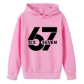 Rosa Jungen Hoodie mit schwarzem 67 Six Seven Print und gerippten Bündchen am Saum - 100cm / Rosa