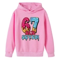 Pink boys hoodie with creative donut style number 67 graphic print on plain white background - 100cm / Pink