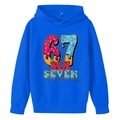 Boys bright blue hoodie featuring creative melting donut style 67 graphic print - 100cm / Sapphire Blue