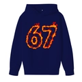 Sweat à capuche bleu marine pour garçons avec imprimé flamme numéro 67 - 100cm / Bleu Marine