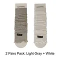 Deux paires de jambières côtelées en gris clair et blanc avec bordure ondulée - Taille unique / Lot de 2 paires (Gris clair + Blanc)