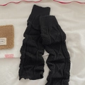 Y2K slim knit leg warmers in classic black cable pattern with ribbed cuffs for winter - Black