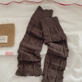 Deep brown cable knit leg warmers in thick warm yarn for retro Y2K slimming winter style - Coffee