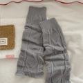 Grey cable knit leg warmers with ruffled edges for Y2K style slim fit leg covers - Light Gray