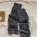 Y2K dark grey cable knit leg warmers with elastic ribbed cuffs for women - Dark Gray