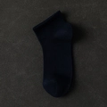 Men's mesh ankle sports socks in navy blue with elastic ribbed cuffs for summer wear - Navy Blue