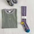 Sage green long sleeve fitness top and purple compression socks set in size M - One Size / Grape Purple
