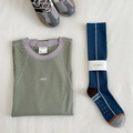 Dark blue compression socks with orange polka dots and lilac green athletic top - One Size / Deep Sea Blue