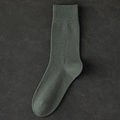 Calze uomo verde oliva tinta unita con polsini a costine e design del tallone a 90 gradi - Verde Militare