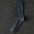 Men's dark grey cotton crew socks featuring a 90-degree heel and ribbed elastic cuffs - Dark Gray