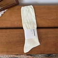 Off-white ribbed mid-calf socks with vertical stripe knit design in paper wrap - One Size / Cream