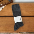 Dark grey cotton knit crew socks with vertical ribbed texture on wooden background - One Size / Dark Gray