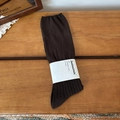 Deep brown cotton ribbed crew socks for women featuring a minimalist paper packaging sleeve - One Size / Dark Coffee