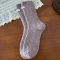 Calze spesse in misto lana viola e grigio melange con etichetta laterale - Taglia unica / Rosa Bacca
