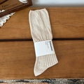 Classic beige rib-knit crew socks for women made of soft cotton blend fabric - One Size / Oatmeal