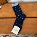 Calze blu navy a pois azzurri con polsini a costine da donna stile casual - Pois Blu