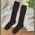 Classic black ribbed knee-high socks for women in ballet style with elastic cuffs - Dark Coffee