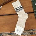 Calzino in lana beige con motivo a renne Fair Isle nero e trama a maglia spessa - Grigio Crema