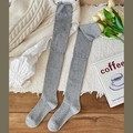 Chaussettes hautes grises en coton avec maille côtelée pour la mode hivernale femme - Taille unique / Gris clair