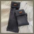 Dark grey slouchy leg warmers in thick rib-knit wool with a vintage leather brand label - One Size / Dark Gray