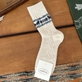 Calze di lana Fair Isle beige con motivi blu navy di renne e fiocchi di neve - Blu Crema
