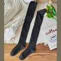 Dark grey over-knee socks in chunky ribbed knit fabric for autumn and winter wear - One Size / Dark Gray