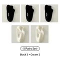 Set of 5 cotton no-show socks in black and cream featuring minimalist hello text - Black x3 + Cream x2 (5 Pairs)