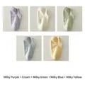 5-pack pastel low-cut boat socks in purple, cream, green, blue, and yellow with hello text - Milky Purple + Cream + Milky Green + Milky Blue + Milky Yellow (5 Pairs)