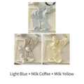 3-pack striped crew socks in light blue, creamy coffee, and butter yellow colors - 3 Pairs (Light Blue+Milk Coffee+Milk Yellow)