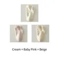 Set of three low-cut cotton socks in cream, light pink, and beige with hello text - Cream + Milky Pink + Beige (3 Pairs)