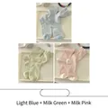 Three pairs of striped crew socks in light blue, creamy green and pale pink cotton knit - 3 Pairs (Light Blue+Milk Green+Milk Pink)