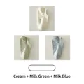 Set of 3 cotton low-cut socks in cream, green, and blue with hello text detail - Cream + Milky Green + Milky Blue (3 Pairs)