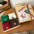 Christmas sock gift box set with four pairs of festive embroidered knit stockings - Set B / Pack of 4