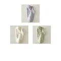 Set of 3 women's low cut cotton socks in purple, cream and green with hello print - Milky Purple + Cream + Milky Green (3 Pairs)