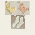 Set of 3 pairs of women's mesh cutout socks in cream yellow, pink and white - One Size / 3 Pairs (Milk Yellow + Milk Pink + Milk White)