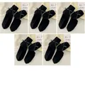 Confezione da 5 paia di calze nere in cotone con eleganti fiocchi in seta da donna - 5 Paia / 5 Paia (5 Nero)