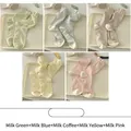 5-pack striped cotton socks in cream pastel colors like green, blue, and yellow - 5 Pairs (Green+Blue+Coffee+Yellow+Pink)