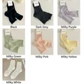 Mesh cutout crew socks with ruffle cuffs in seven soft pastel and neutral colors - One Size / 3 Pairs - Custom Color (Note Item No.)