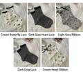 Set of 5 sweet JK style cotton socks with lace trim and bowknot details in assorted colors - 5 Pairs Pack: Assorted Style 2 (2515 Lace Heart Collection)