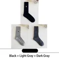 3-pack of women's ribbed cotton crew socks in black, light grey, and dark grey colors - 3 Pairs - Black + Light Grey + Dark Grey