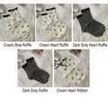 5-pack women's cotton crew socks with lace trim and bowknot details in cream and dark grey - 5-Pair Pack: Combination Style 3 (2515 Lace Heart Series)